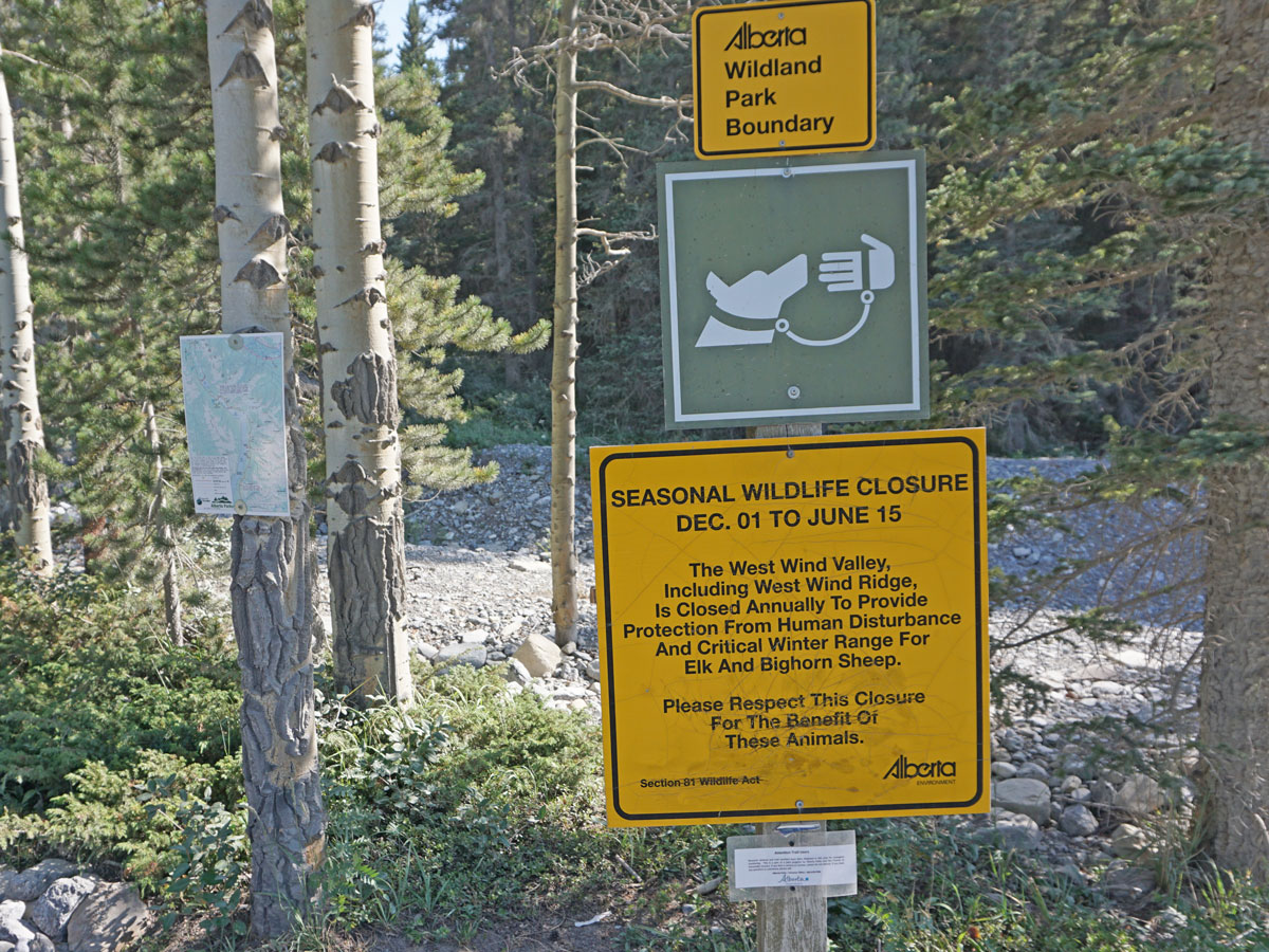 Seasonal Closure on the West Wind Pass Hike near Smith-Dorrien Trail in Kananaskis, near Canmore