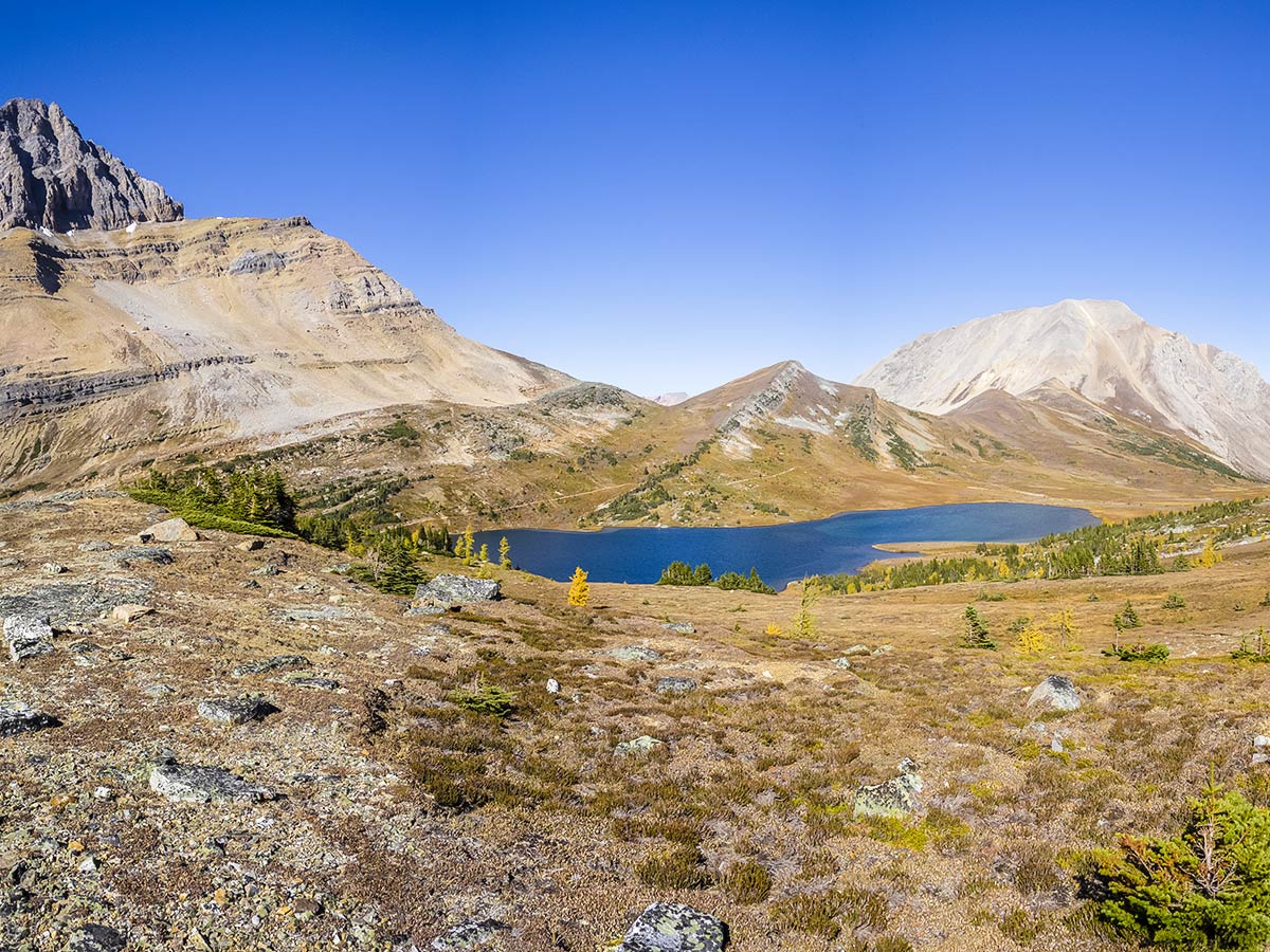 Ptarmigan Lake view from the Redoubt Lake via Boulder Pass Hike from Lake Louise in Banff National Park