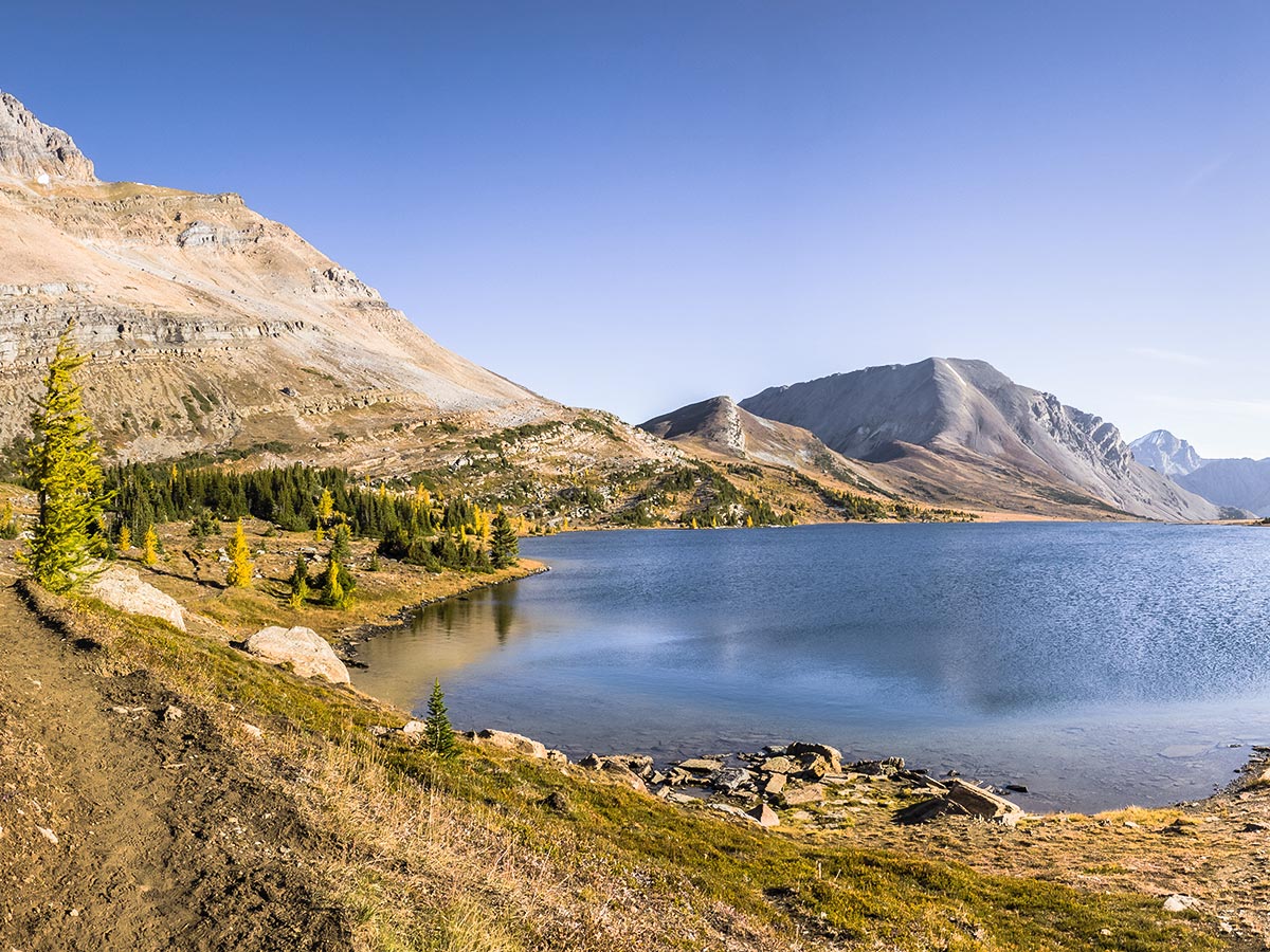 Beautiful Ptarmigan Lake on the Skoki Lakes Hike from Lake Louise in Banff National Park