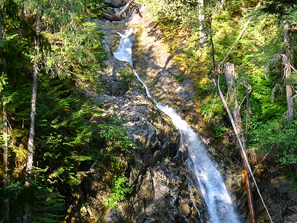 Trail of the Upper Myra Falls hike in Strathcona Provincial Park, Vancouver Island