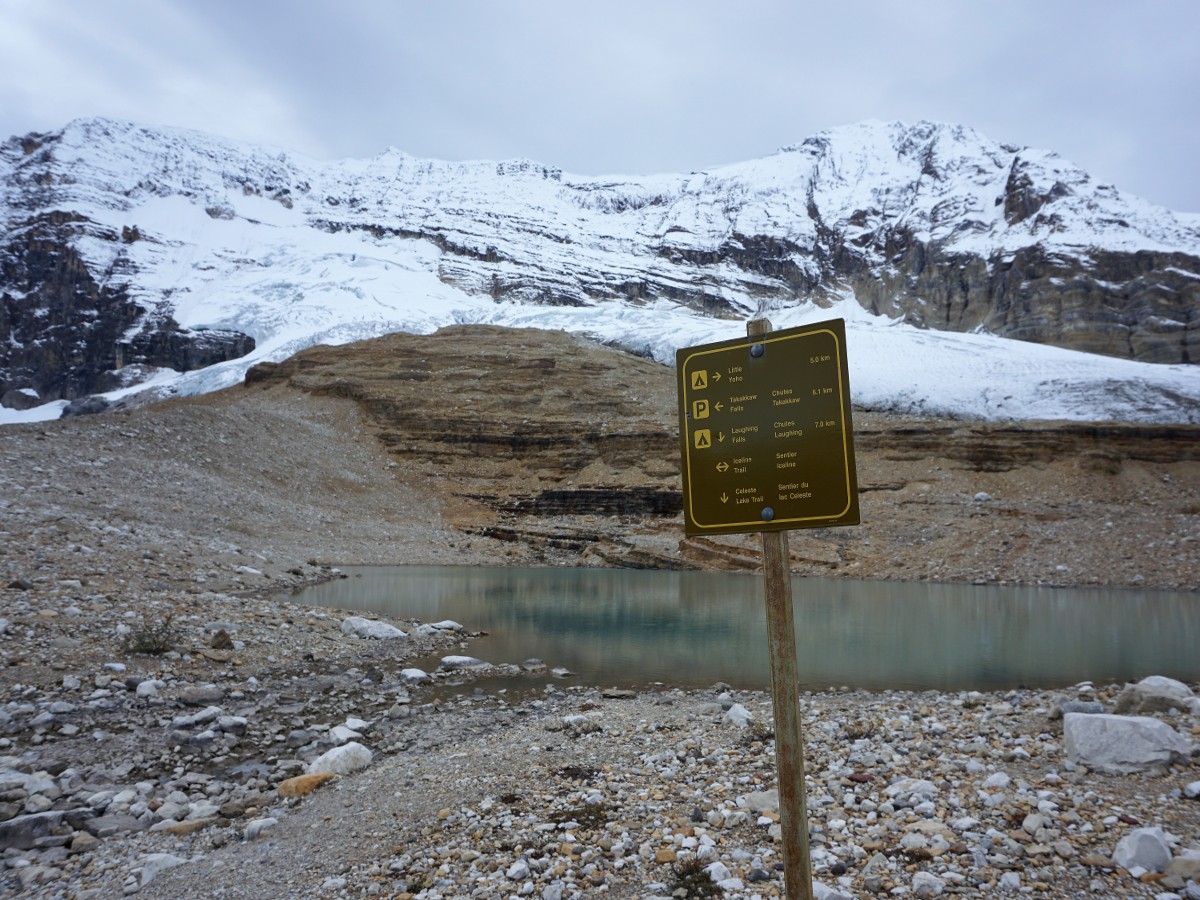 Sign on the Iceline Hike in Yoho National Park, Canada