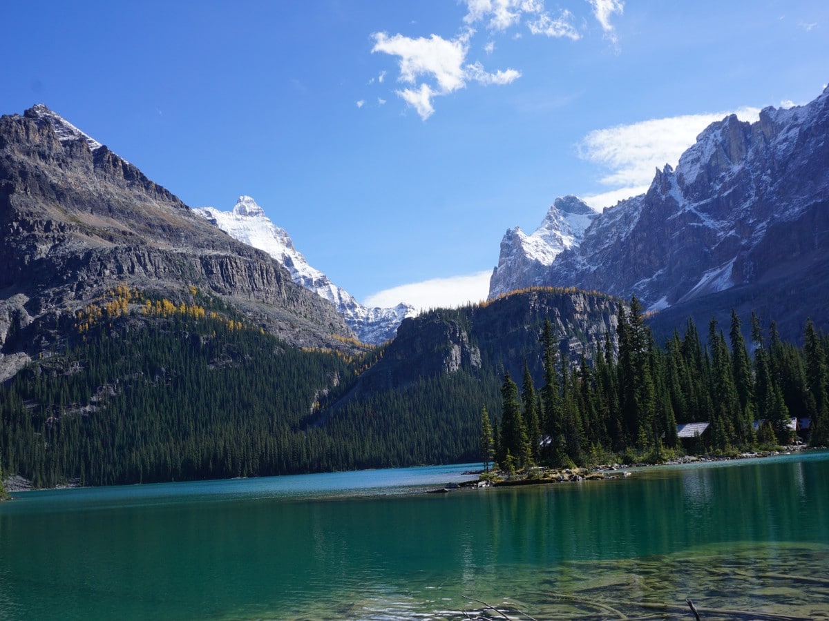 Cabins on the Lake O'Hara All Souls Route Hike in Yoho National Park, Canada