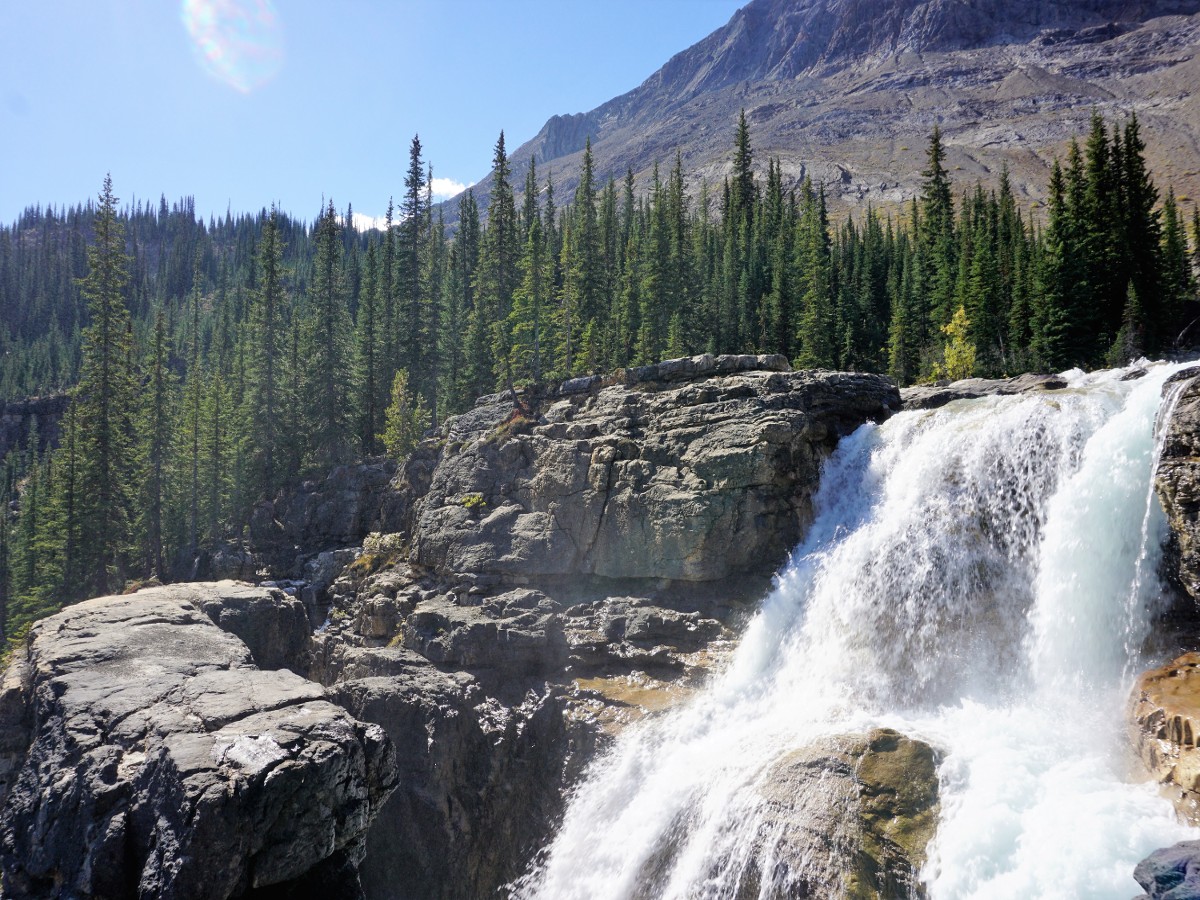 Waterfall on the Twin Falls and Whaleback Hike in Yoho National Park, Canada