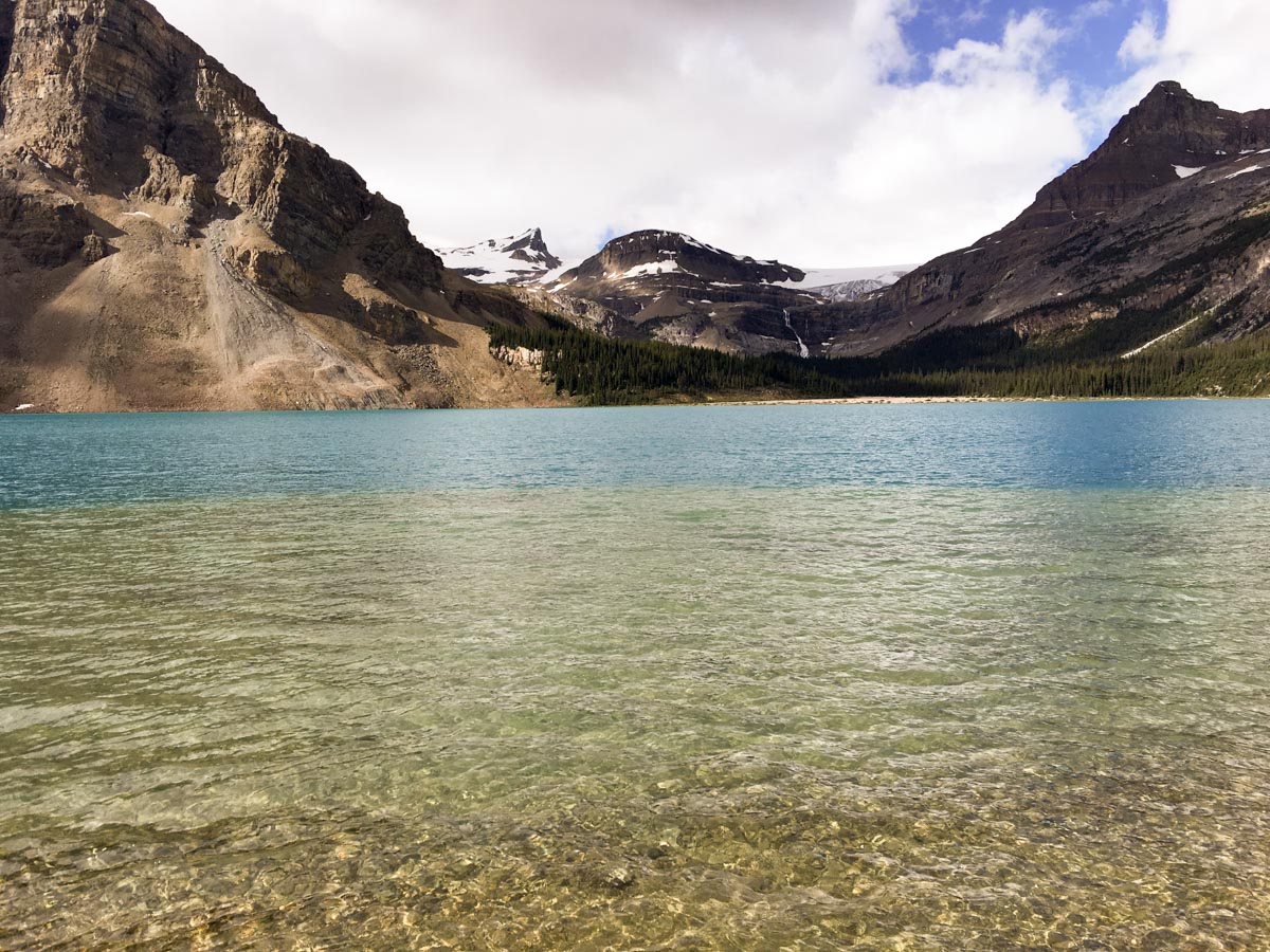 Bow Glacier above the lake on Bow Lake hike from Icefields Parkway, Alberta, Canada