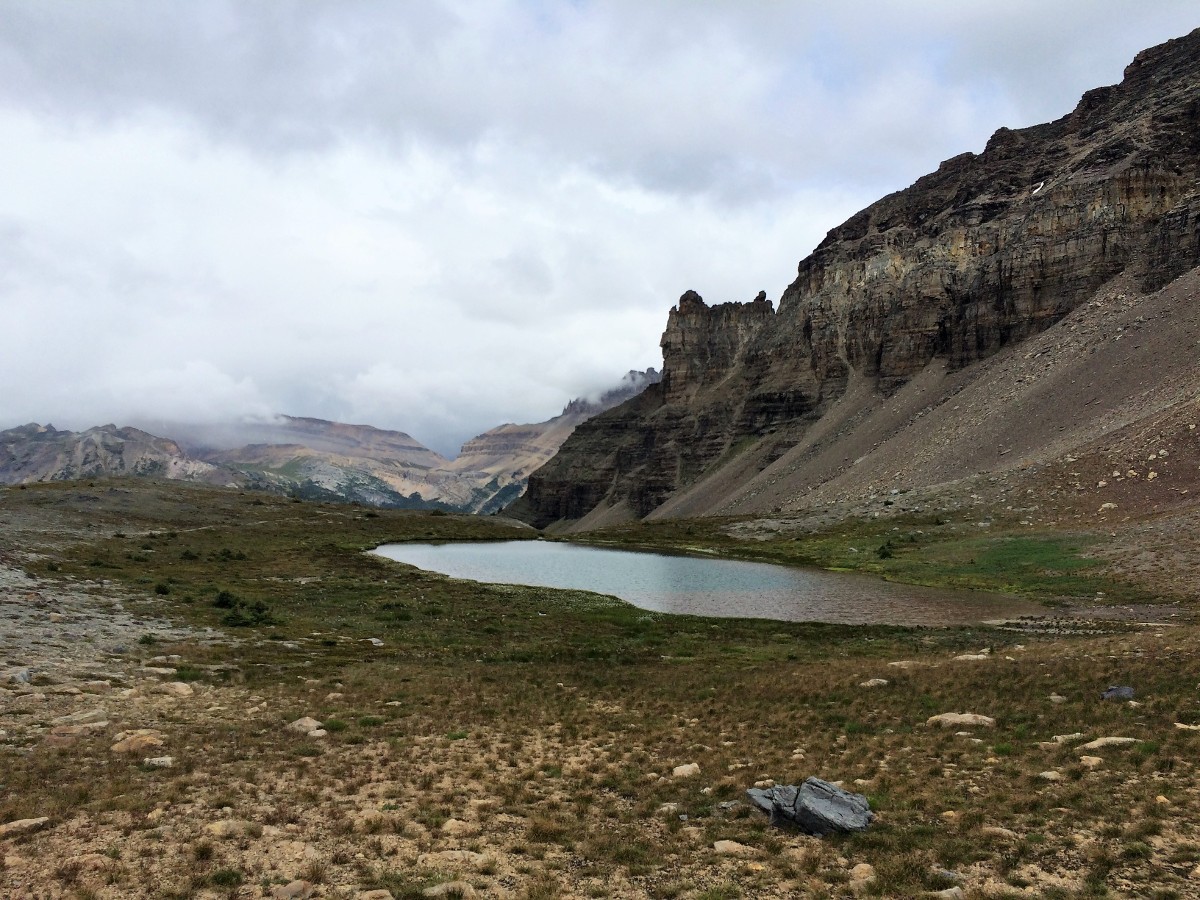 A tarn on the Crowfoot Pass and Balfour Viewpoint Hike from the Icefields Parkway near Banff National Park