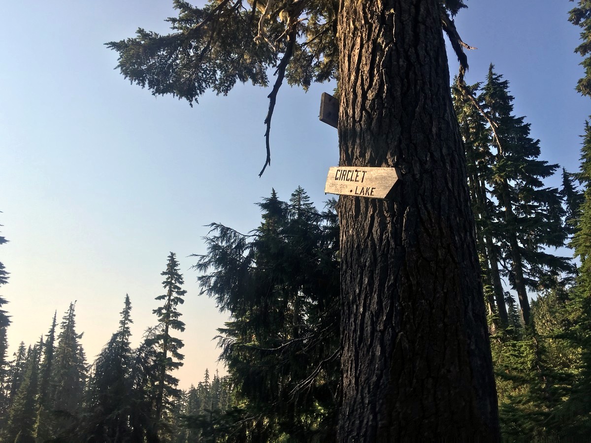 Circlet Lake sign on the Mt Albert Edward Hike in Strathcona Provincial Park, Canada
