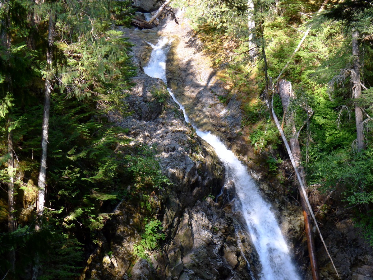 The top of the falls on the Augerpoint Beach Hike in Strathcona Provincial Park, Canada