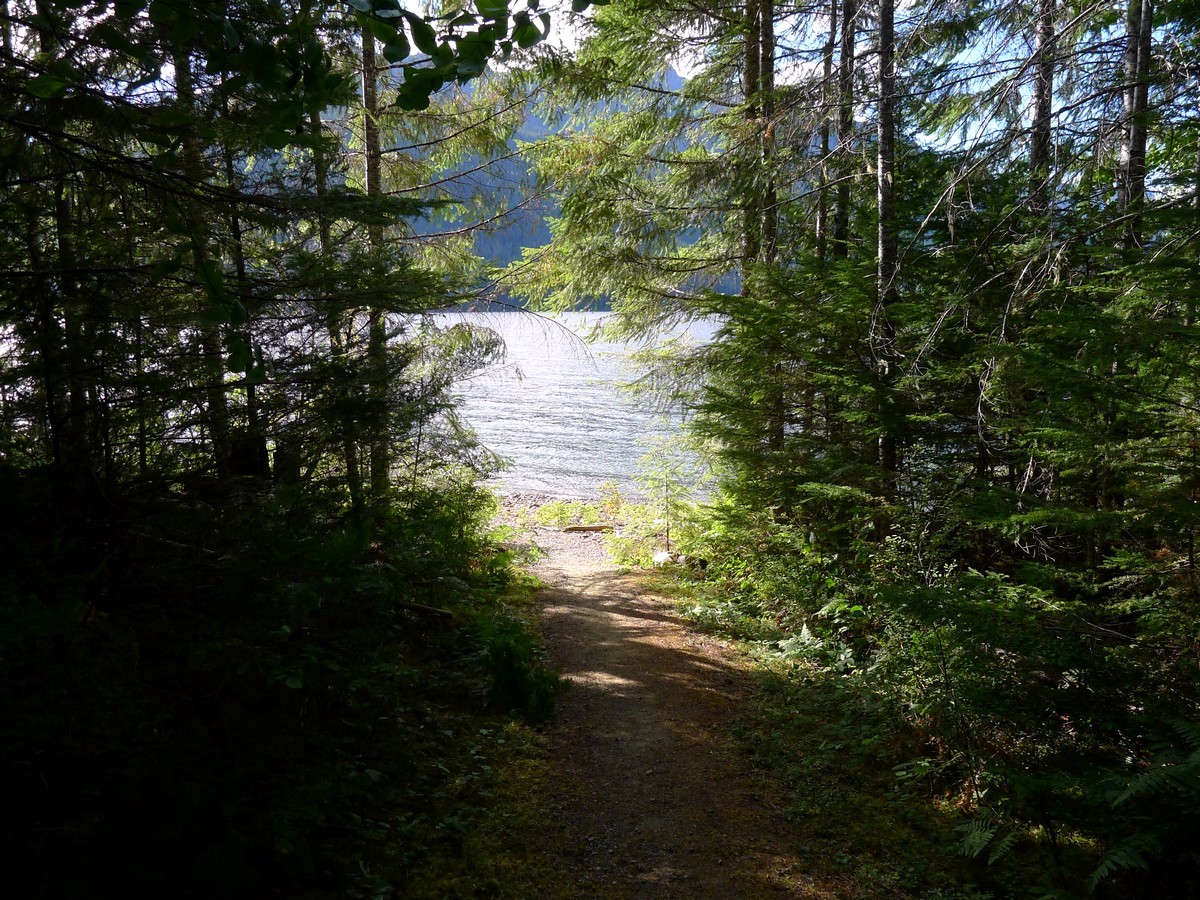 Approaching the beach on the Augerpoint Beach Hike in Strathcona Provincial Park, Canada