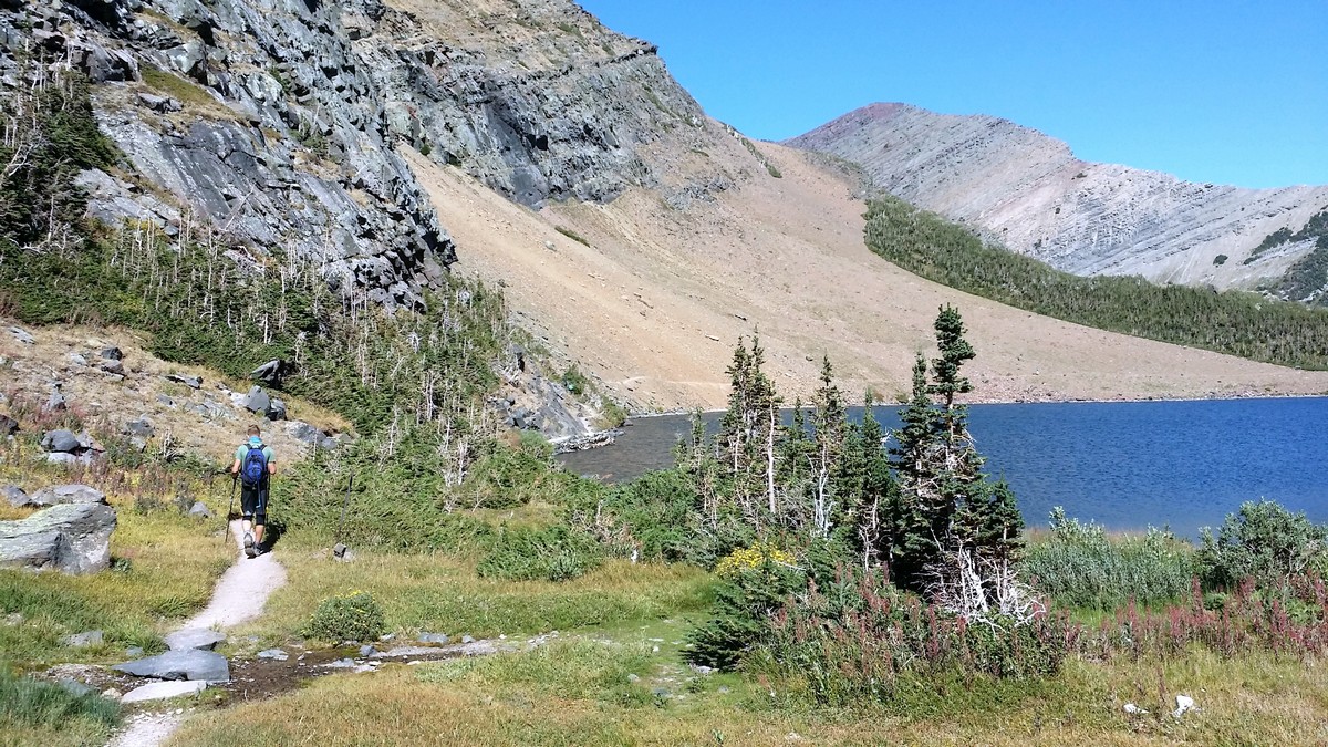 Carthew Lake and trail of the Carthew - Alderson Hike in Waterton Lakes National Park, Canada