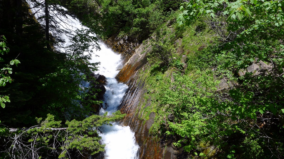 Lower Bertha Falls on the Bertha Lake and Falls Hike in Waterton Lakes National Park, Canada