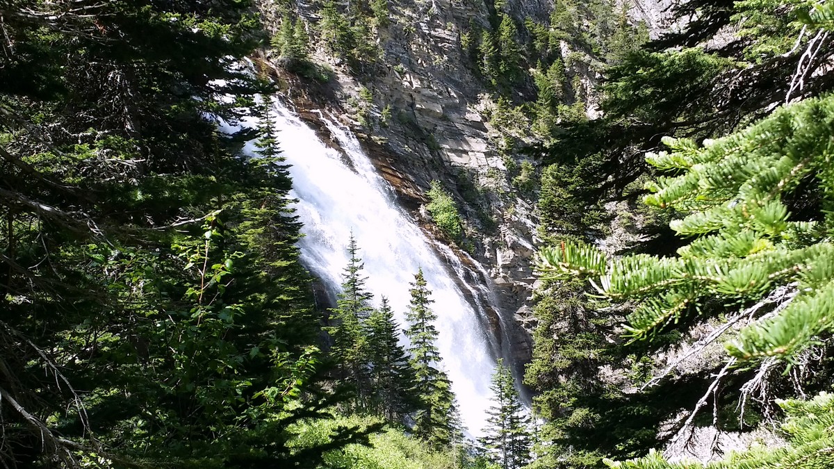 Upper Bertha Falls on the Bertha Lake and Falls Hike in Waterton Lakes National Park, Canada