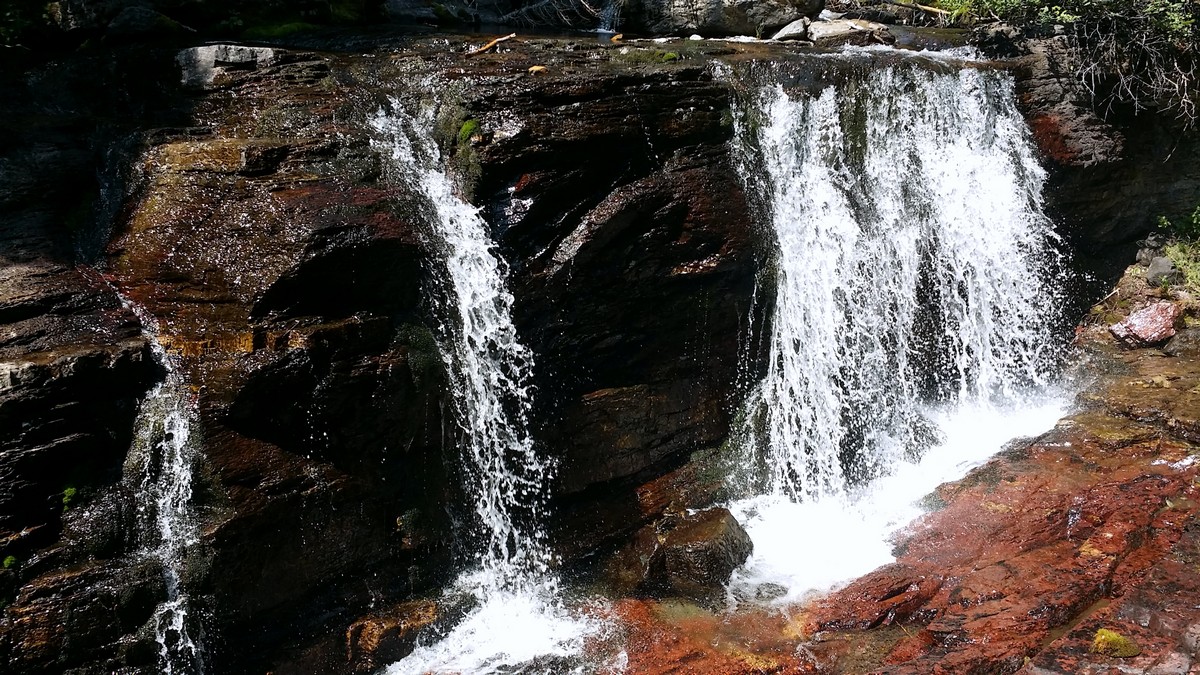 Lower Falls on the Lineham Falls Hike in Waterton Lakes National Park, Canada