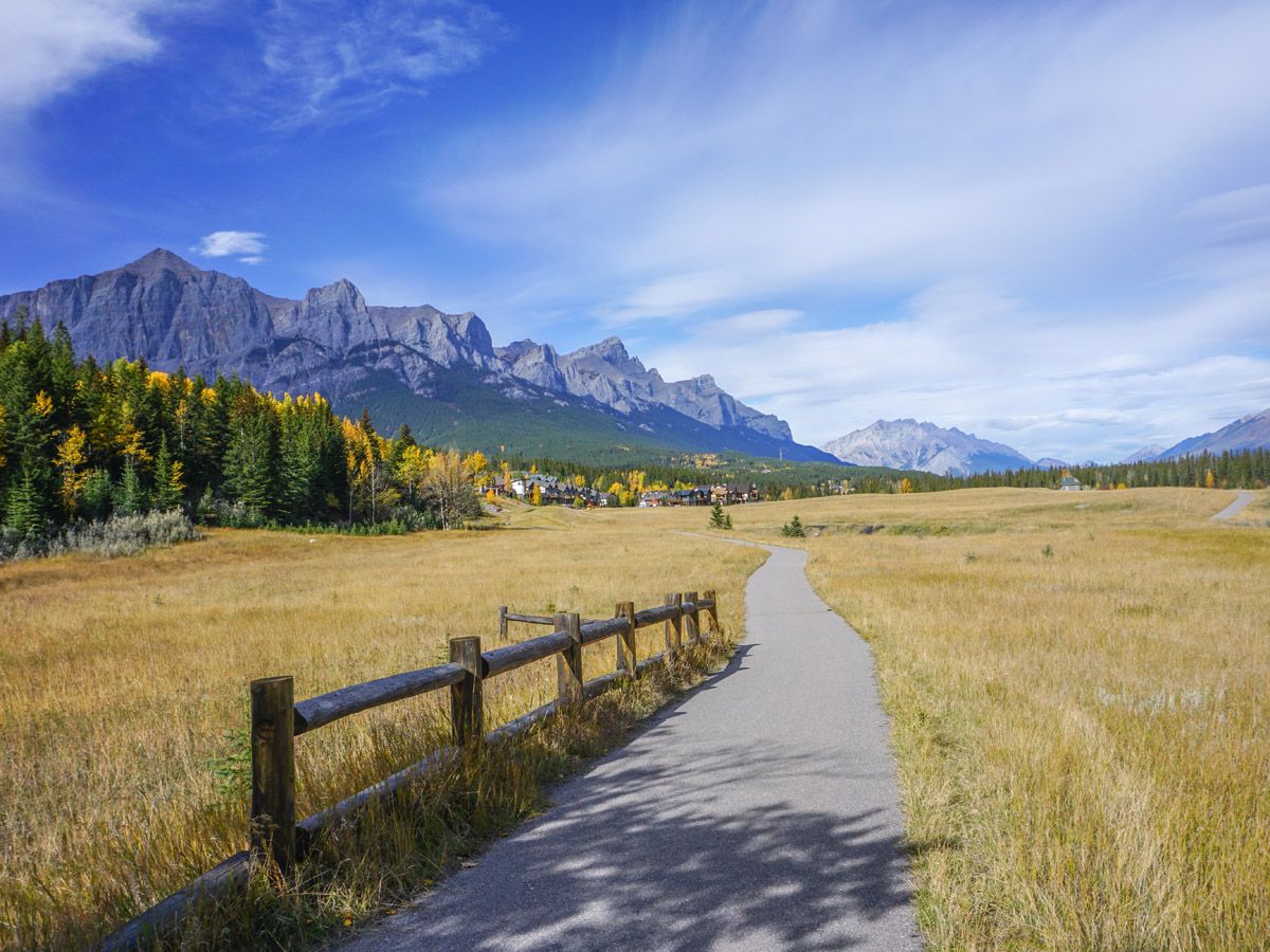 Beautiful trail on the Bow River Trail Hike in Canmore, Alberta