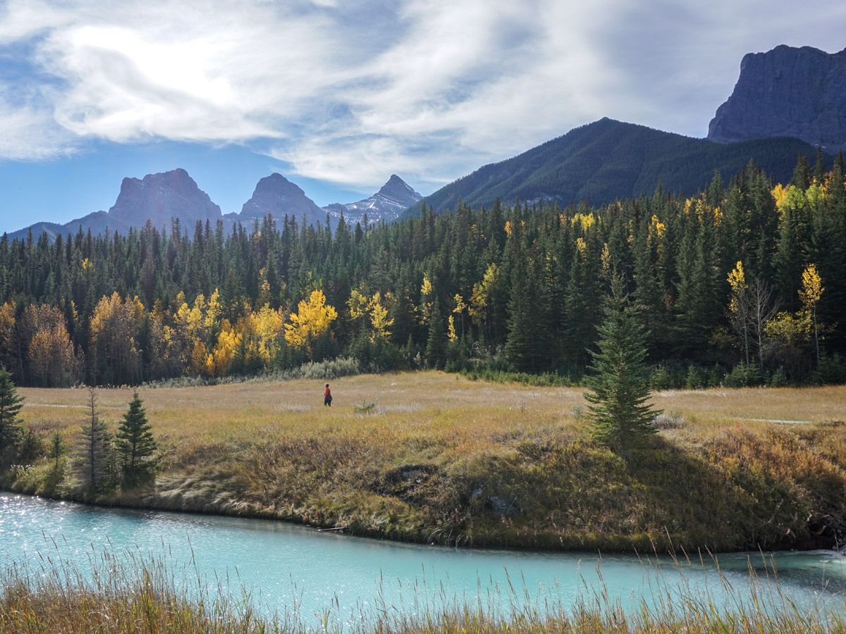 Beautiful surroundings on the Bow River Trail Hike in Canmore, Alberta