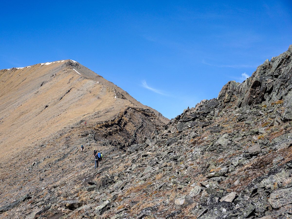 Mountain hiking trail at Centennial Pass and Mount Allan Summit Hike in Canmore