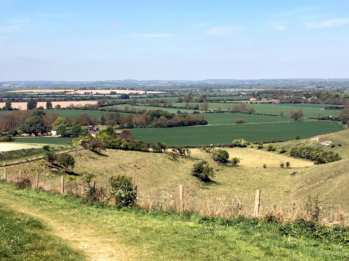 View over Knocking Hoe Nature Reserve from the Pegsdon and Deacon Hill Hike in Chiltern Hills, England