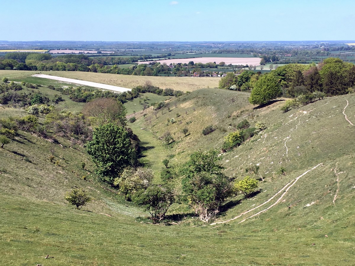 View across the valley from the Pegsdon and Deacon Hill Hike in Chiltern Hills, England