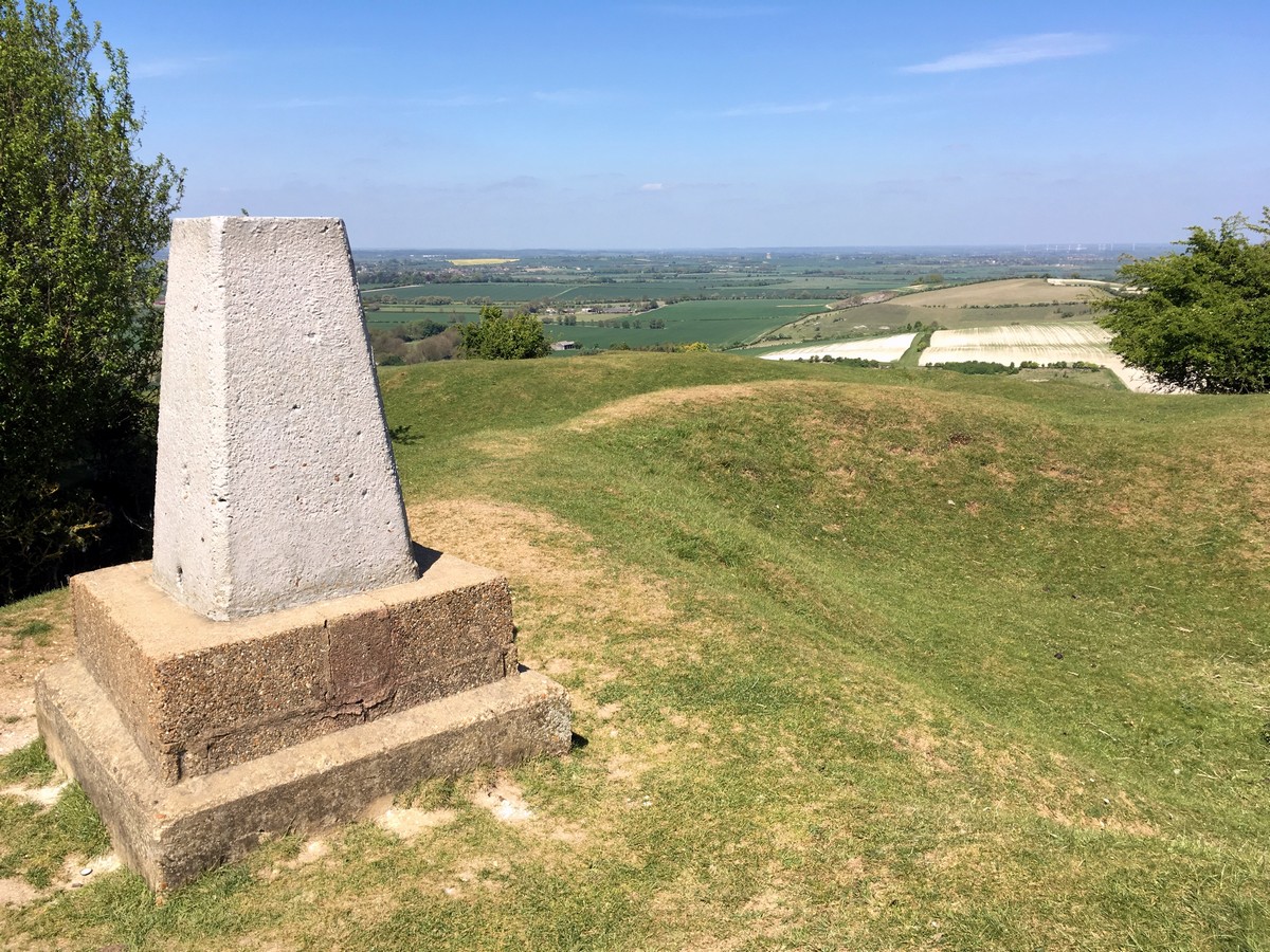 Trig marker at Deacon Hill on the Pegsdon and Deacon Hill Hike in Chiltern Hills, England