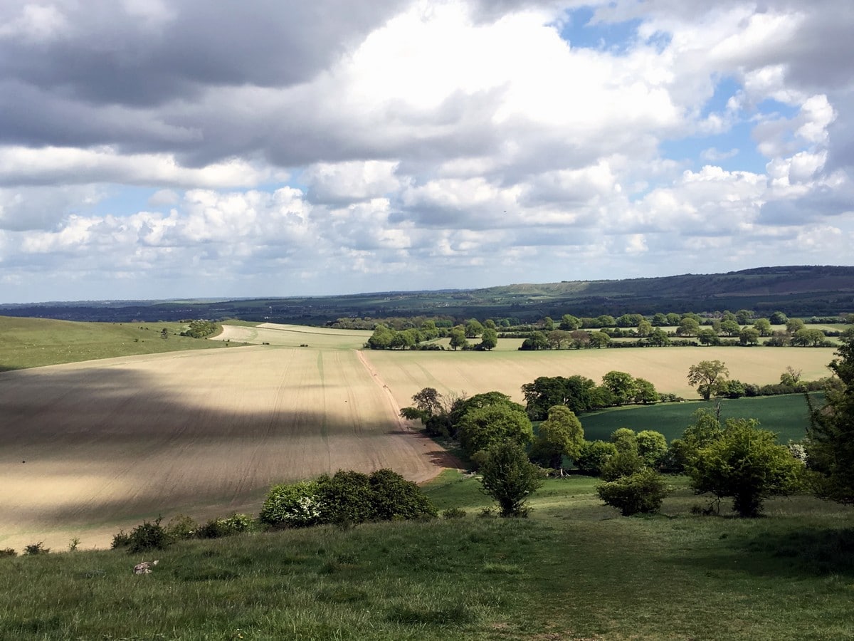 View towards Dunstable from the Ashridge Boundary Trail Hike in Chiltern Hills, England