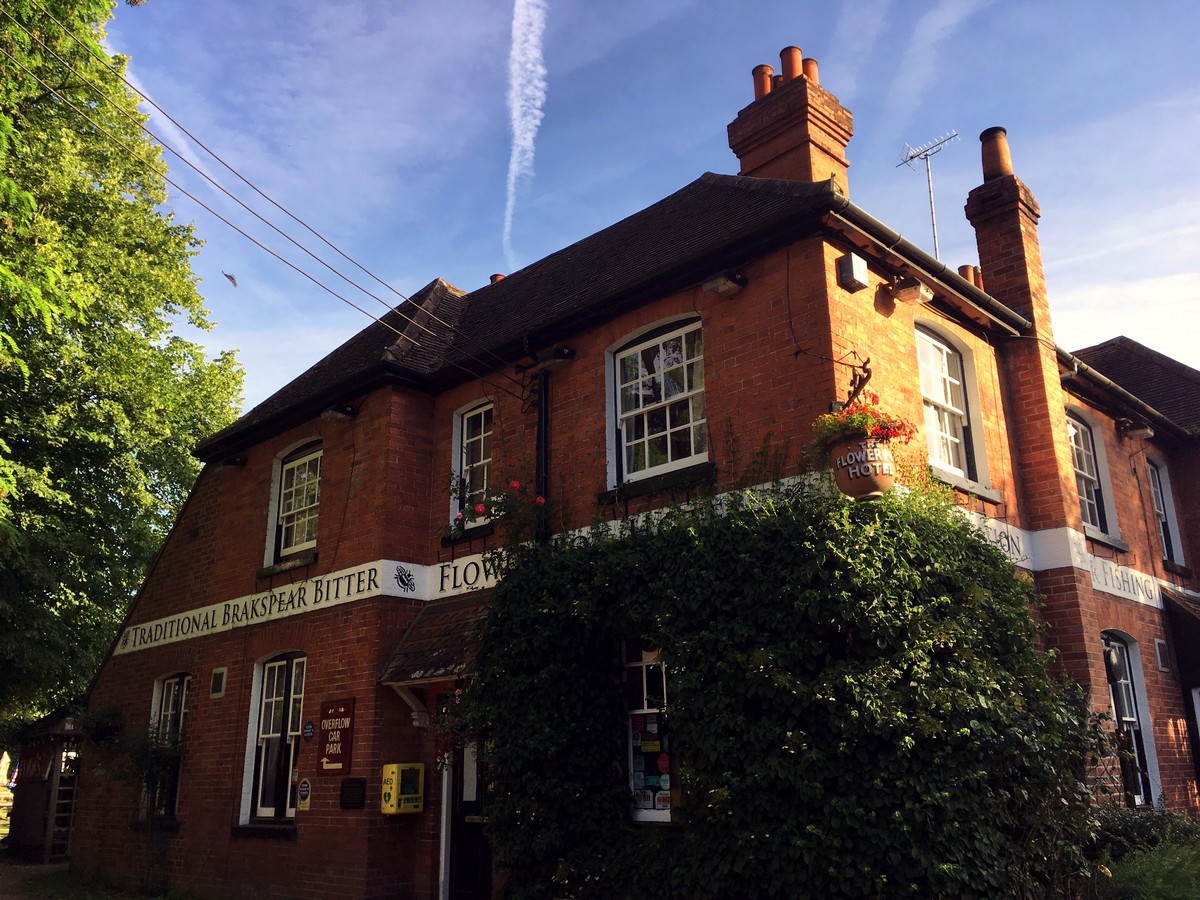 The Flower Pot pub on the Hambledon Lock Hike in Chiltern Hills, England