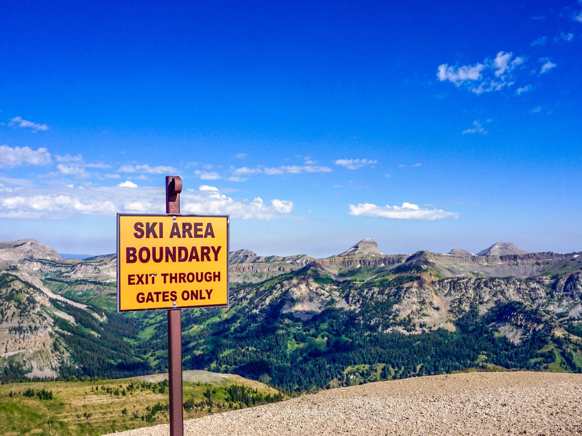 Ski area sign on Summit Trail JHMR Hike in Grand Teton National Park