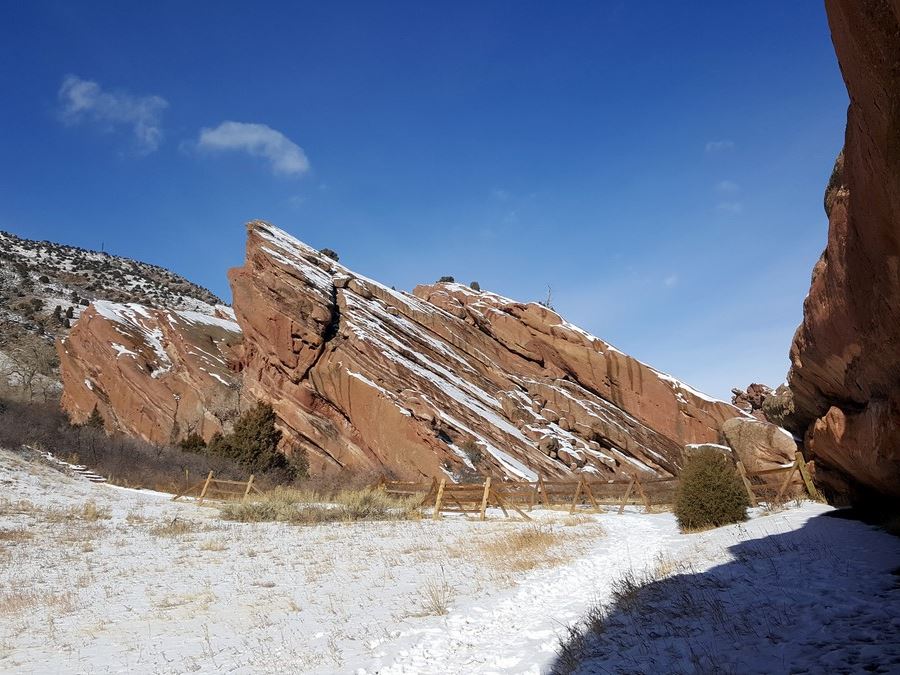 Winter time on the Red Rocks Park Hike near Denver, Colorado