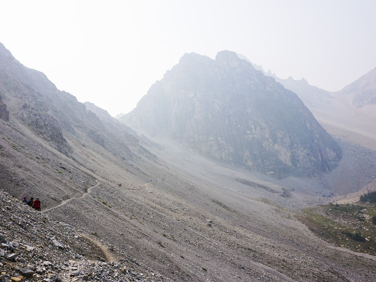 Beautiful trail of the Edith and Cory Pass Circuit Hike in Banff, Alberta