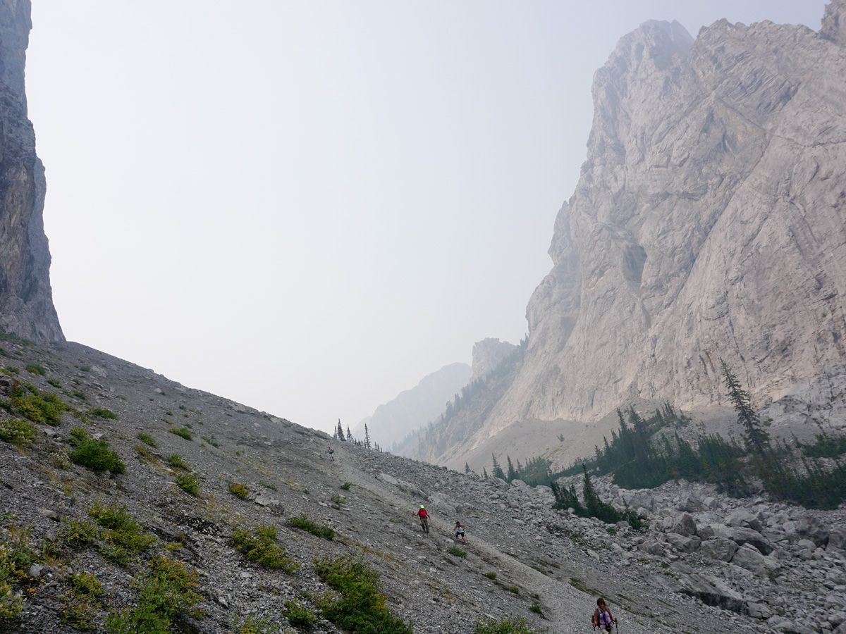 Approaching the pass on the Edith and Cory Pass Circuit Hike in Banff, Alberta