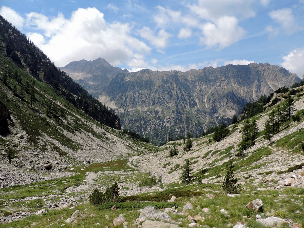 View of the mountain from the Vallone Argentera Hike in Alpi Marittime National Park, Italy