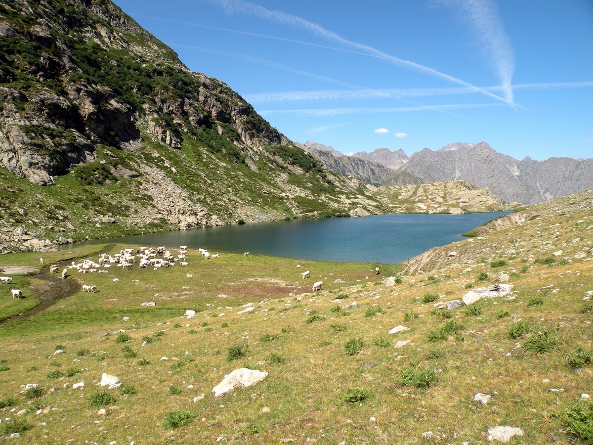 The lake view from the south of the Lago del Vei del Bouc Hike in Alpi Marittime National Park, Italy