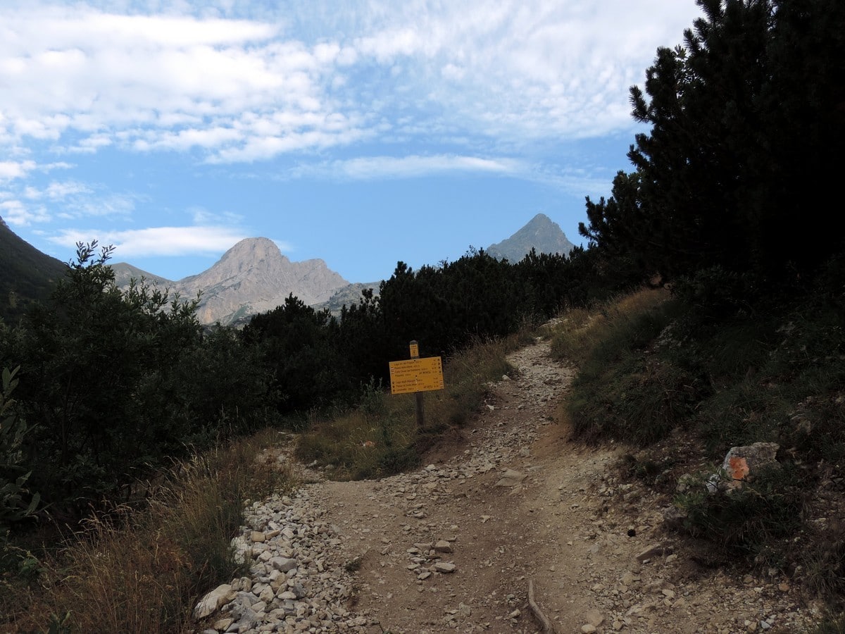 Crossroad on the Laghi Arbergh Hike in Alpi Marittime National Park, Italy