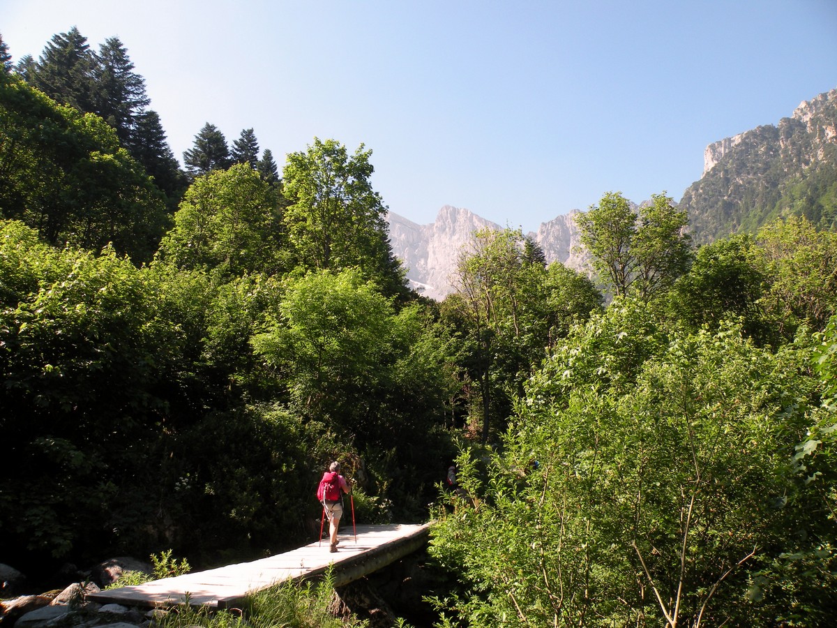 A bridge along the Rifugio Garelli Hike in Alpi Marittime National Park, Italy