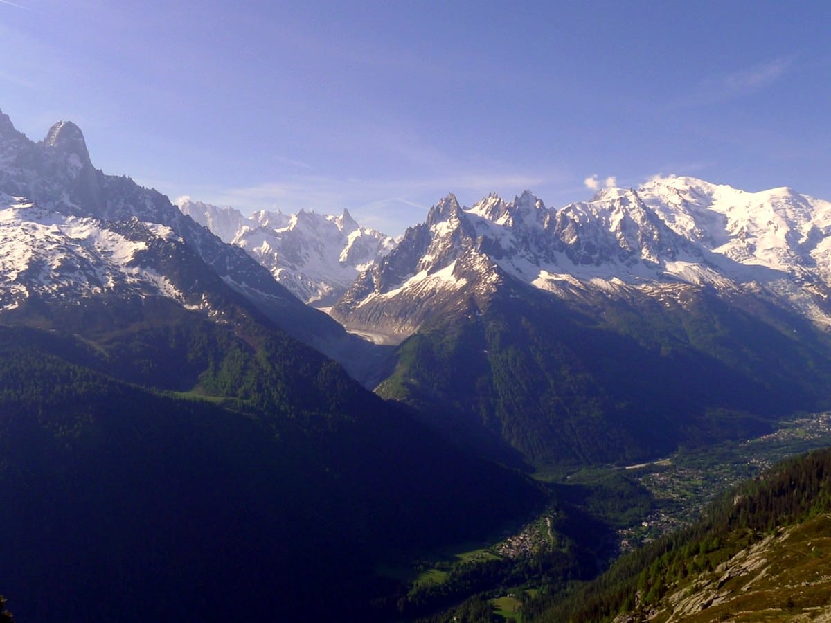 Chamonix valley view from the Lac Blanc trail