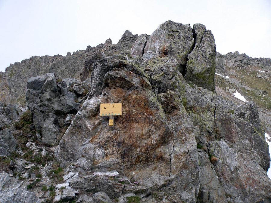 Transfrontalier signage on the Col de Fenêtre Hike in Mercantour National Park, France