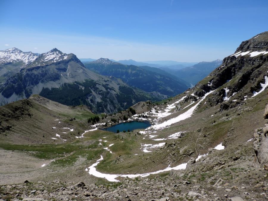 View from Pass du Lausson on Sommets des Garrets trail in Mercantour National Park, France