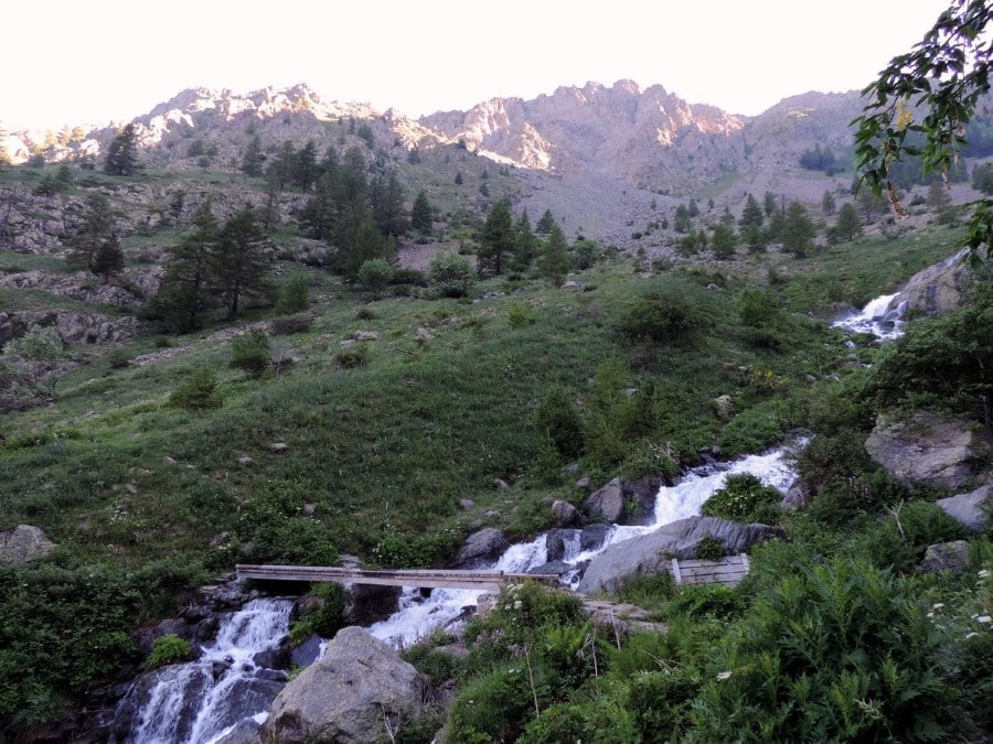 The bridge on the Vence river on the Lacs de Vens Hike in Mercantour National Park, France