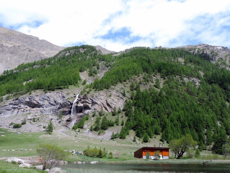 The fall close to the lake on the Lac de Sagnes Hike in Mercantour National Park, France