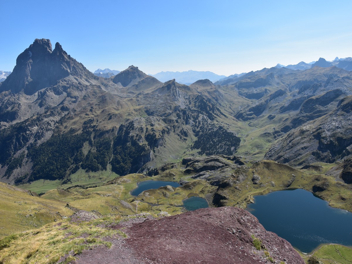 Pic du Midi d'Ossau, Lac Roumasset, Lac du Miey and Lac Gentau from the Lacs et Pic d’Ayous Hike in French Pyrenees