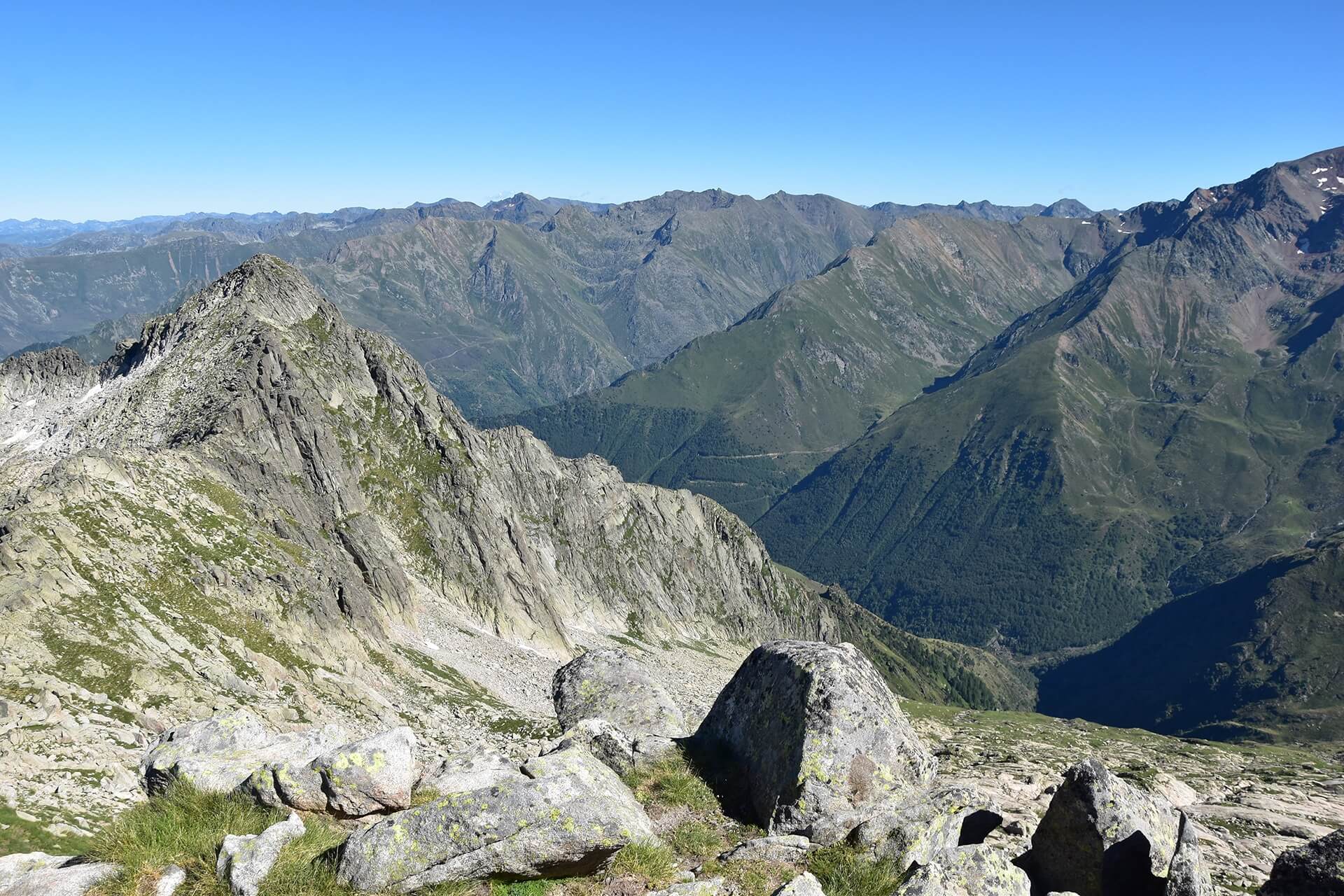 Views southeast from Pique Rouge de Bassiès Hike in French Pyrenees