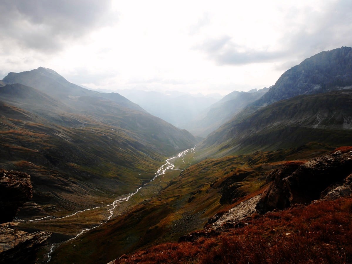 View on the valley from the Col de la Lose Hike in Vanoise National Park in France