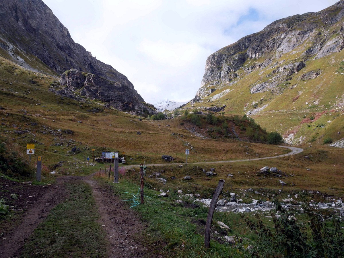 Beginning of the trail of the Refuge du Fond des Fours Hike in Vanoise National Park in France