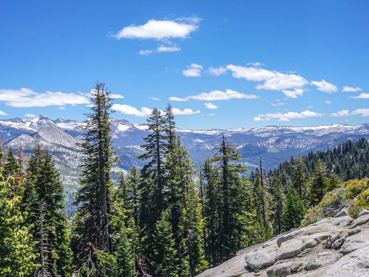 View from the mountain at Sentinel Dome to Glacier Point Hike Yosemite