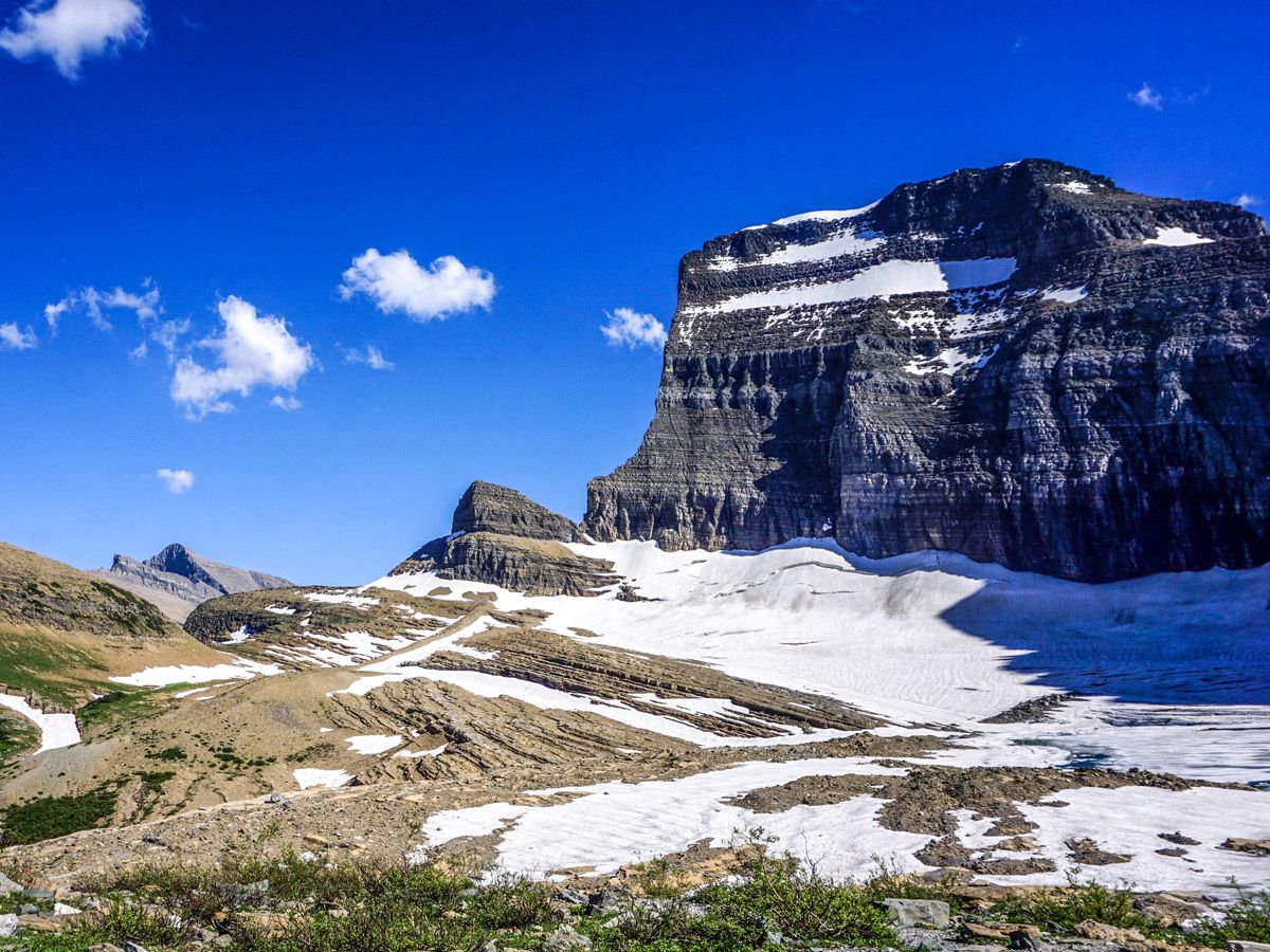 Snowy Mountain at Grinnell Glacier Hike in Glacier National Park