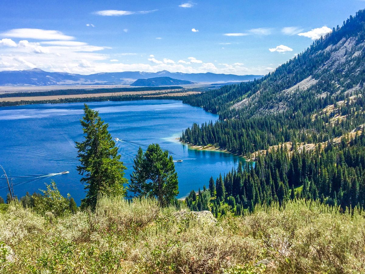 Lake at Hanging Canyon Hike in Grand Teton National Park attracts lots of tourists