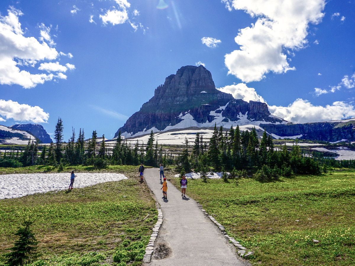 Hiking trail at Hidden Lake Overlook Hike in Glacier National Park