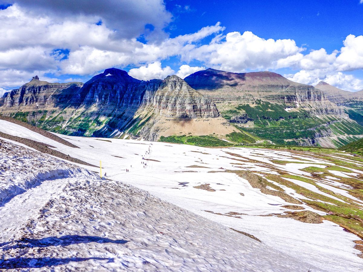 Snow on Hidden Lake Overlook Hike in Glacier National Park