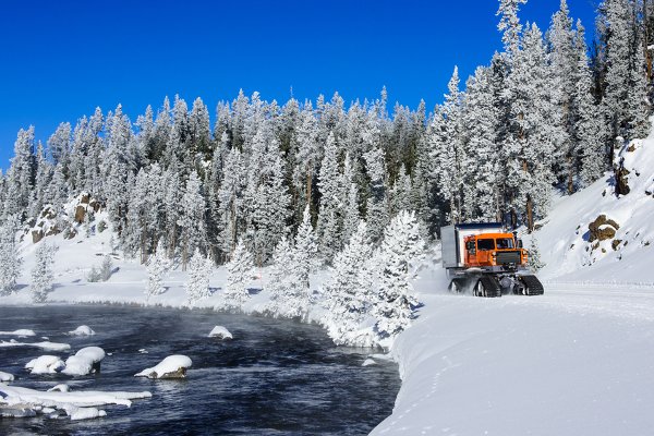 How trucks get around Yellowstone in Winter