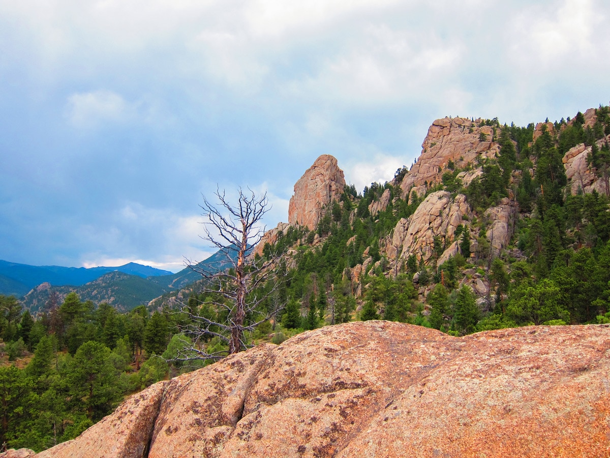 Beautiful scenery on Gem Lake and Balanced Rock hike in Rocky Mountain National Park, Colorado