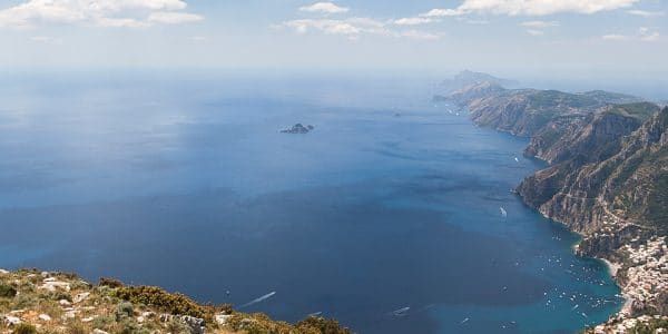Panorama from the Tre Calli loop hike in Amalfi Coast, Italy