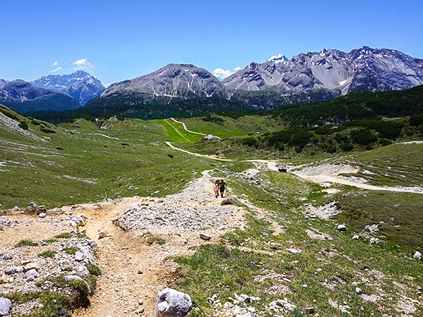 Scenery of the Alpi di Sennes hike in Dolomites, Italy